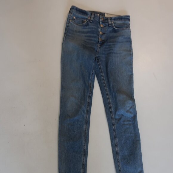 Womens Rag & Bone Blue Farrah Nina High-Rise Ankle Skinny Denim Jeans 23 - Picture 10 of 14